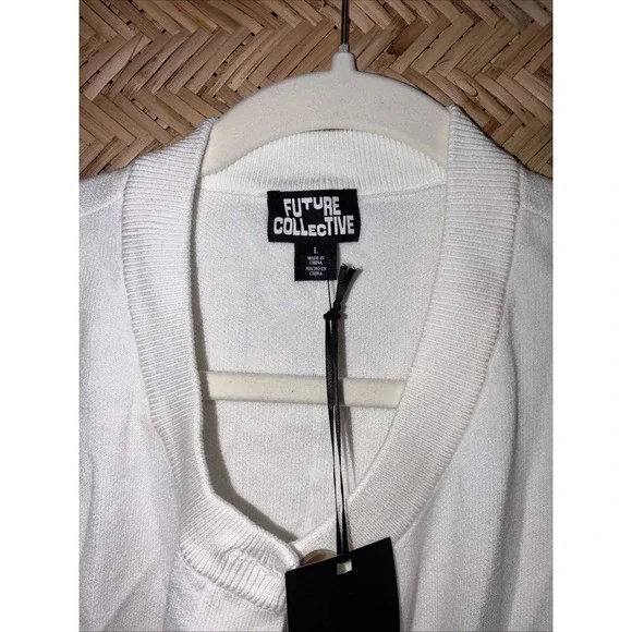 NWT Small Future Collective Women White Long Sleeve Nipped Waist Cardigan- NWT - Picture 6 of 6